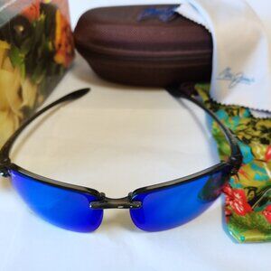 NEW Maui Jim HO'OKIPA 407-11 Smoke Grey-Blue Hawaii Polarized Rimless Sunglasses